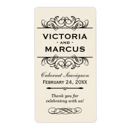 Elfenbein Hochzeit Wein Flasche Monogram Fevor Lab