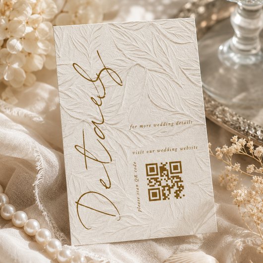 Elfenbein Hochzeitsdetails mit einfachem QR-Code Begleitkarte