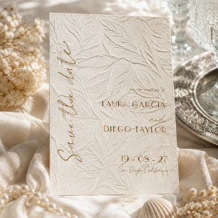 Elfenbein-Hochzeitsfoto mit Blumenmuster Save The Date