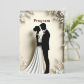 Elfenbein-Hochzeitspaar-Umarmen-Thema mit Blumen Programm (Stehend Vorderseite)