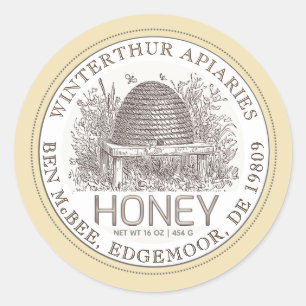 Elfenbein-Honigglas-Etikett (Vintage-Skep) Beige R Runder Aufkleber