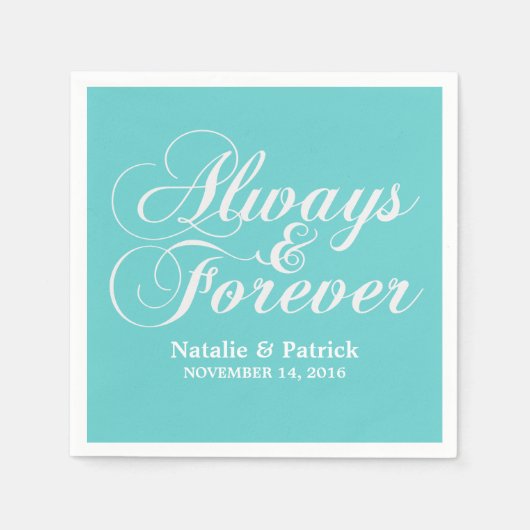 Elfenbein immer & für immer Hochzeitspapier Napkin Serviette (Vorderseite)