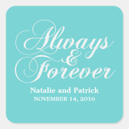 Elfenbein immer und für immer Hochzeitsticker Quadratischer Aufkleber
