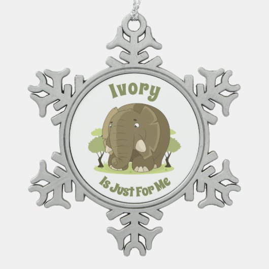 Elfenbein ist nur für mich Schneeflocke Gerahmte O Schneeflocken Zinn-Ornament (Vorderseite)