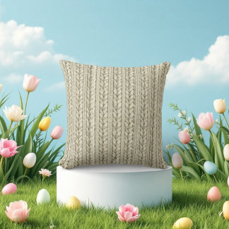 Elfenbein-Kabelstrickstruktur Kissen