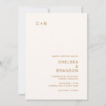 Elfenbein Kupfer Monogram Moderne Hochzeit