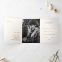 Elfenbein-Kupfer-Monogramm-Foto Moderne Hochzeit