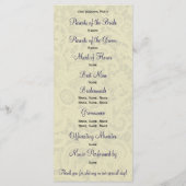 Elfenbein Lace Royal Navy Blauer feierlicher Hochz Programm (Rückseite)