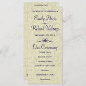 Elfenbein Lace Royal Navy Blauer feierlicher Hochz Programm (Vorne/Hinten)