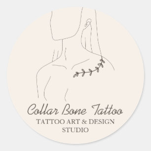 Elfenbein Leinen Farbe Kragen Knochen Salon Tattoo Runder Aufkleber