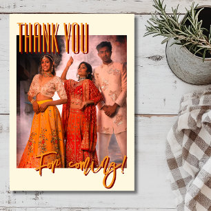 Elfenbein-Licht-Diwali-Festival-Familienfoto Dankeskarte