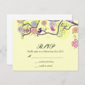 Elfenbein liebt Vögel auf Tree Wedding RSVP Karte (Vorne/Hinten)