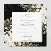 Elfenbein Magnolias Cotton Blumengrün Hochzeit Einladung (Vorne/Hinten)