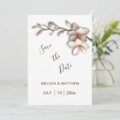 Elfenbein Magnolie 3D Blumen Save The Date (Stehend Vorderseite)
