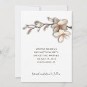 Elfenbein Magnolie 3D Blumen Save The Date (Rückseite)