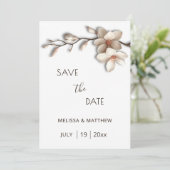 Elfenbein-Magnolie 3D-Blumen Save The Date (Stehend Vorderseite)