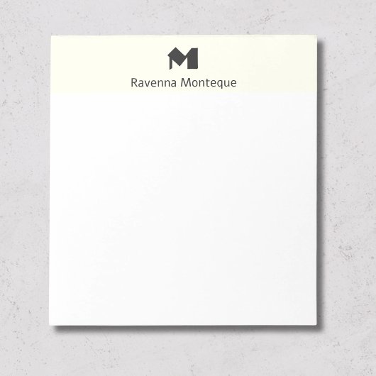Elfenbein-Minimal-Personalisierter Name Buchstabe Notizblock