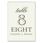 Elfenbein-Minimalist-Coffee-Script-Hochzeit Tischnummer (Rückseite)