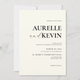 Elfenbein-Minimalist Hochzeit mit elegantem QR-Cod Einladung