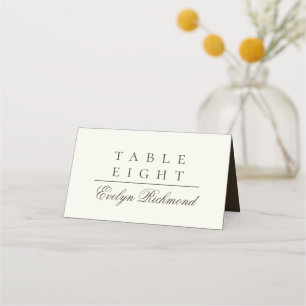 Elfenbein-Minimalist-Kaffee-Script-Falt-Hochzeit Platzkarte