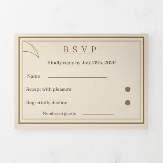 Elfenbein-Minimalistische Hochzeits-RSVP-Karte | P Dreifach Gefaltete Einladung