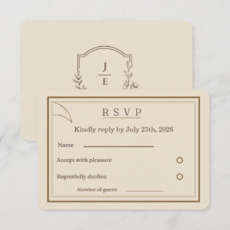 Elfenbein-Minimalistische Hochzeits-RSVP-Karte | P RSVP Karte
