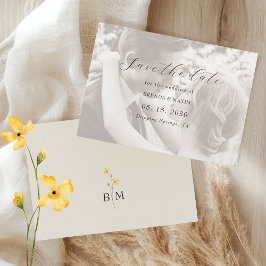 Elfenbein minimalistisches Foto Hochzeit Save The Date