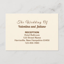 Elfenbein mit brauner Typografie Hochzeitsempfang Begleitkarte
