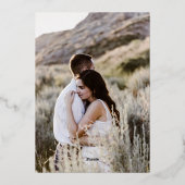 Elfenbein mit Goldschrift 2 Fotos Hochzeit Folieneinladung (Rückseite)