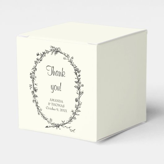 Elfenbein mit rustikalem Kranz schicke, elegante H Geschenkschachtel (Vorderseite)