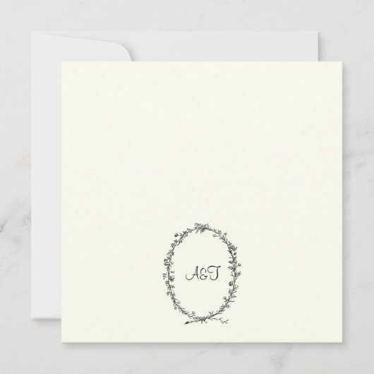 Elfenbein mit Schwarzer Kranz-Einladung (Rückseite)