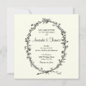 Elfenbein mit Schwarzer Kranz-Einladung (Vorderseite)