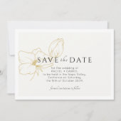 Elfenbein | Modern Gold Floral Save the Date Karte (Vorderseite)