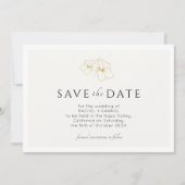 Elfenbein | Modern Gold Floral Save the Date Karte (Vorderseite)