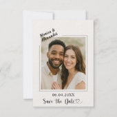 Elfenbein moderne Foto-Hochzeit Luxus Save the Dat Date (Vorderseite)