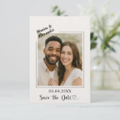 Elfenbein moderne Foto-Hochzeit Luxus Save the Dat Date (Stehend Vorderseite)