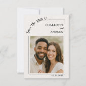 Elfenbein moderne Foto-Hochzeit Luxus Save the Dat Date (Vorderseite)