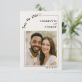 Elfenbein moderne Foto-Hochzeit Luxus Save the Dat Date (Stehend Vorderseite)