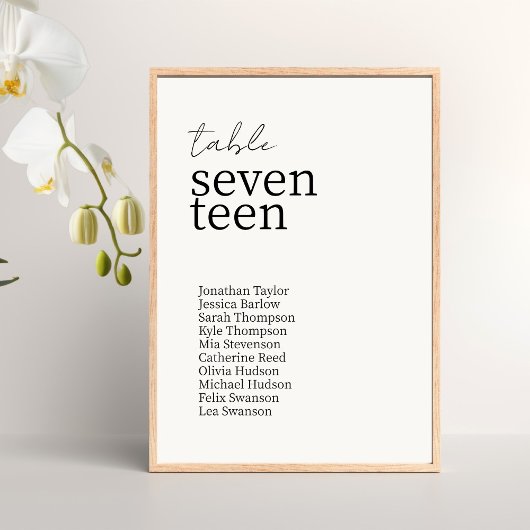 Elfenbein | Moderne Minimalistische Hochzeit Tischnummer