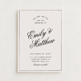 Elfenbein moderne Schrift Hochzeitseinladung Einladung
