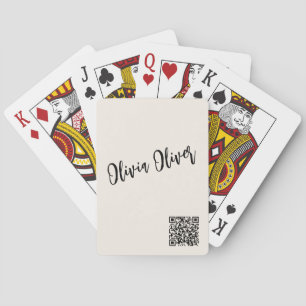 Elfenbein modernes Skript Business Branding QR Cod Spielkarten