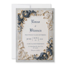 Elfenbein-Navy-Barock-Rahmen-Hochzeit