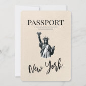 Elfenbein New York City Passport Wedding Einladung (Rückseite)