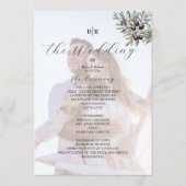 Elfenbein-Olive-Monogramm-Foto-Hochzeitsprogramm Programm (Vorderseite)