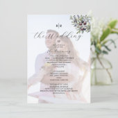 Elfenbein-Olive-Monogramm-Foto-Hochzeitsprogramm Programm (Stehend Vorderseite)