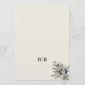 Elfenbein Oliven Foto Hochzeit Menükarte (Rückseite)