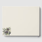 Elfenbein Oliven Foto Monogramm Hochzeit Gästebuch (Rückseite)