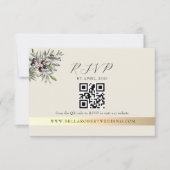 Elfenbein Oliven Foto QR Hochzeit RSVP Karte (Vorderseite)