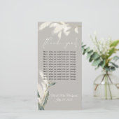 Elfenbein Pampas Grass Tischanordnung Danke Karten (Stehend Vorderseite)