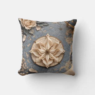 Elfenbein-Papier-Kompassrose Vintage Blau Karte Kissen